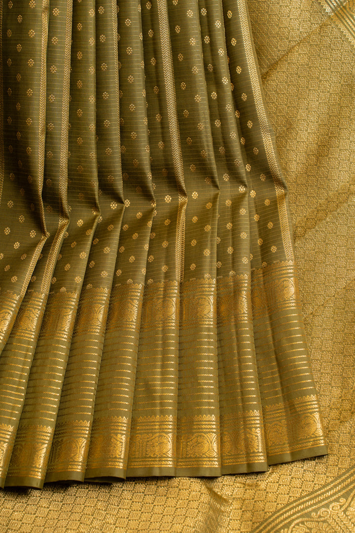 Moss green traditional pure Kanchipuram silk saree