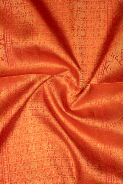 Peach Orange Borderless Pure Soft Silk Saree - Clio Silks