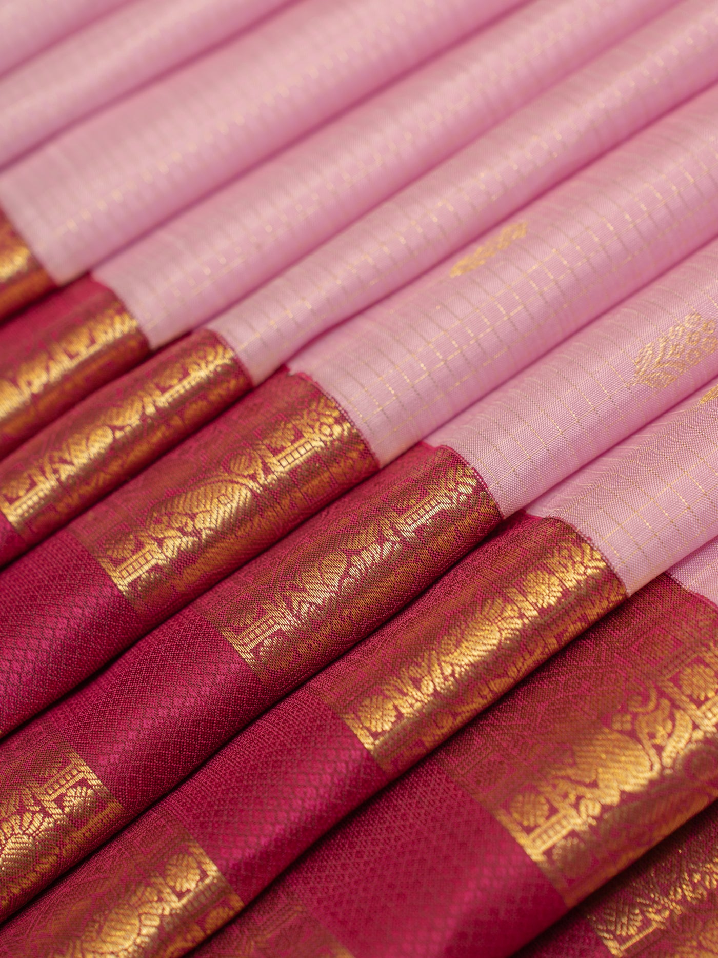 Lilac pink traditional pure Kanchipuram silk saree