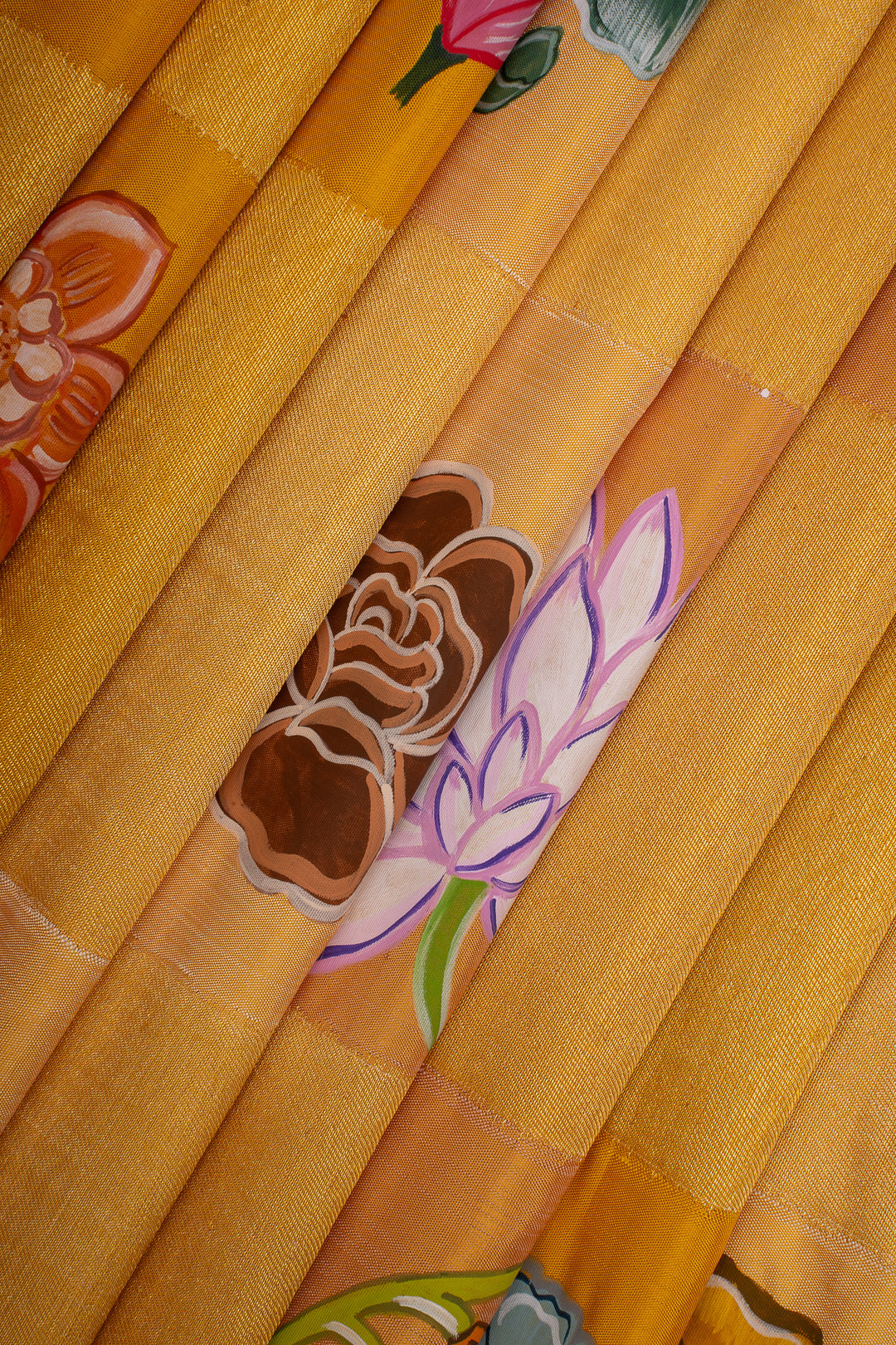 The 500-Hour Garden Handpainted 58 Flowers 8 Kol Pure Kanchipuram Silk Saree