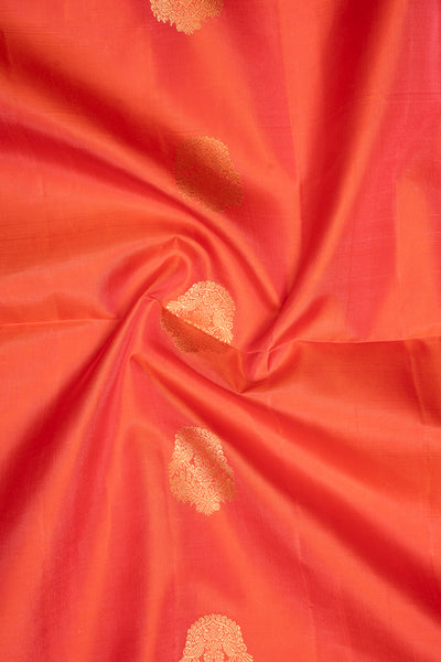 Peach Orange Borderless Pure Soft Silk Saree - Clio Silks