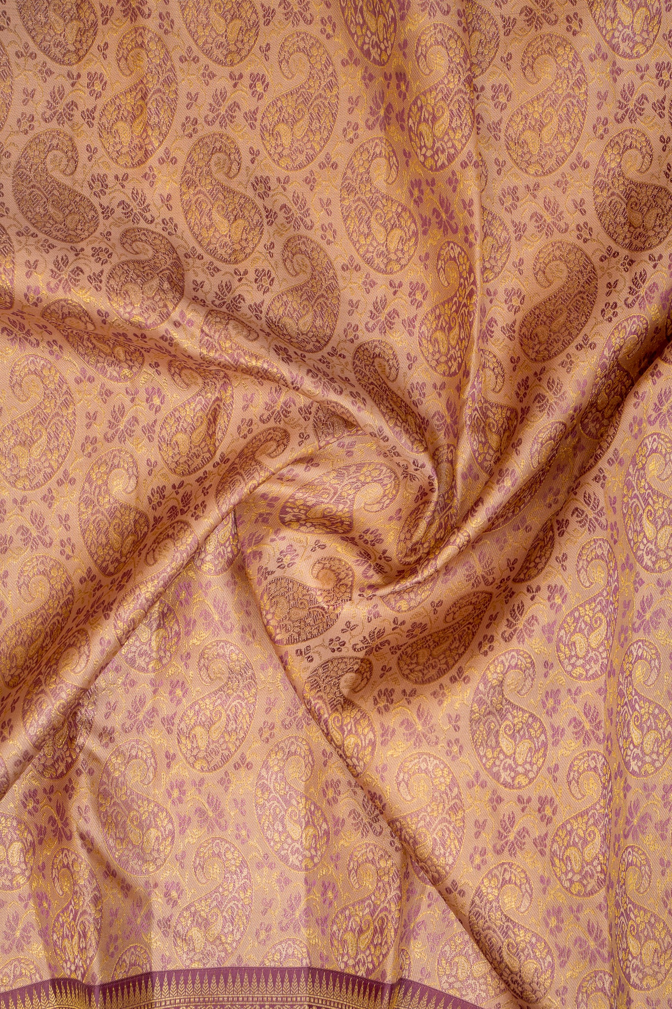 Mauve Purple Paisley Brocade Pure Kanjivaram Silk Saree - Clio Silks