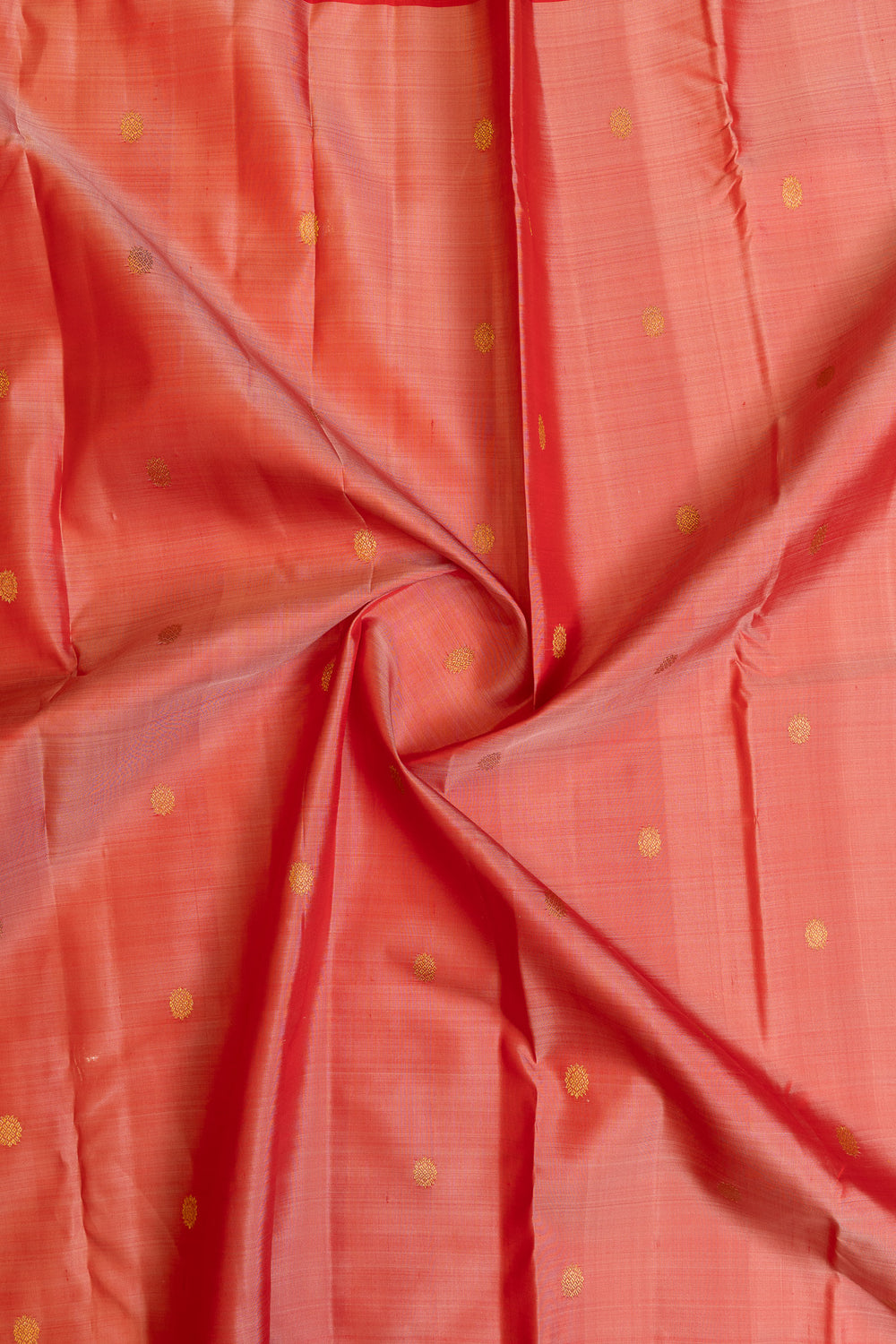 Peach and red traditional pure Kanchipuram silk saree