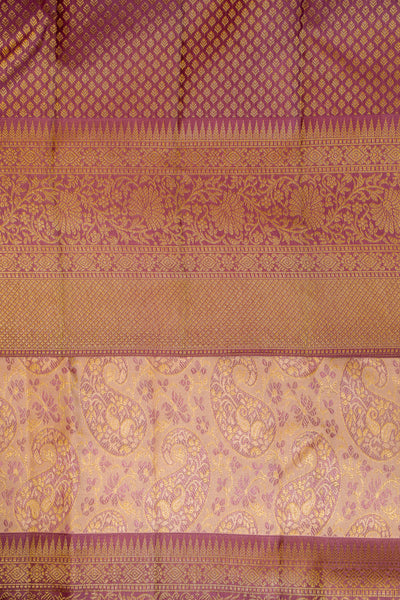 Mauve Purple Paisley Brocade Pure Kanjivaram Silk Saree - Clio Silks
