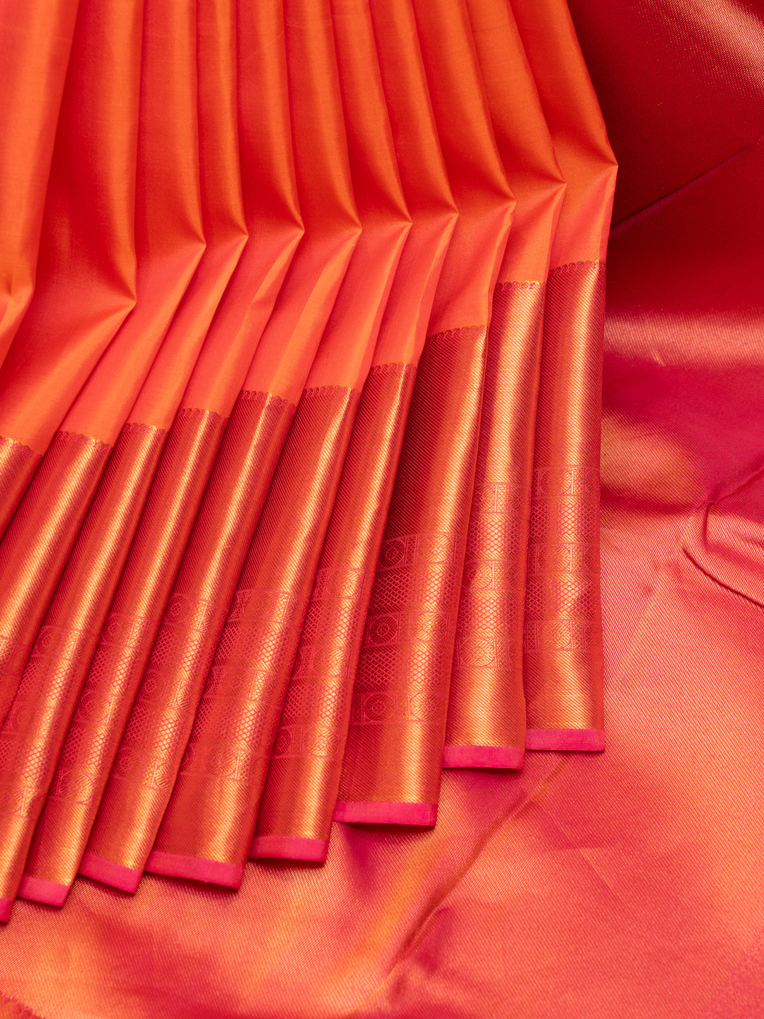 Peach Pink Big Border Pure Kanchipuram Silk Saree