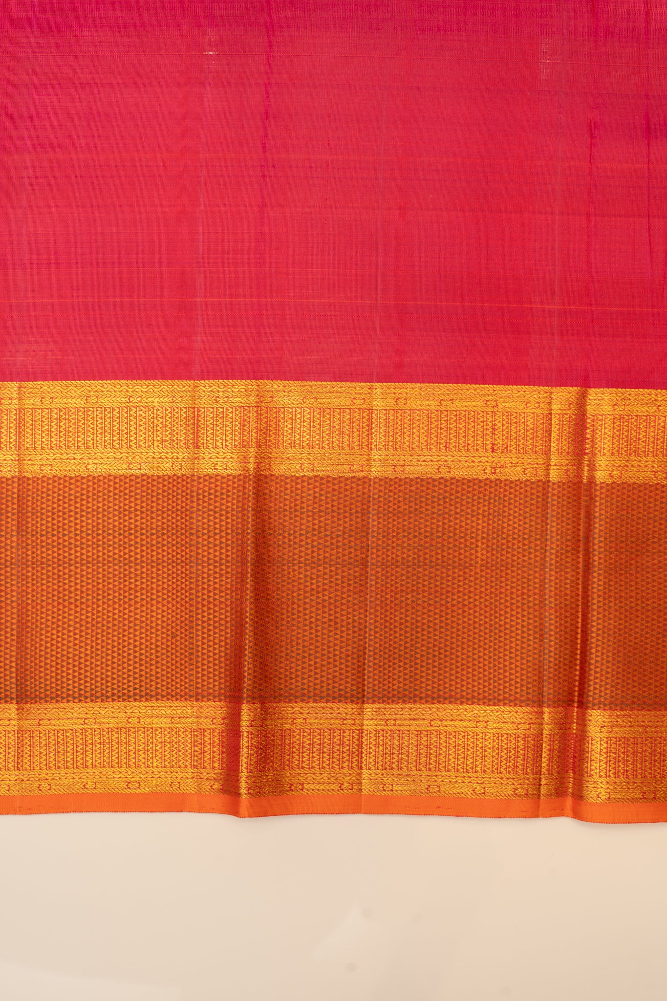 Mustard and rust orange stripes brocade pure Kanchipuram silk saree