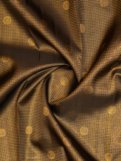 Black and gold zari checks pure Kanchipuram silk saree