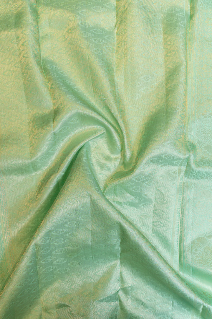 Turquoise blue brocade pure Kanchipuram silk saree