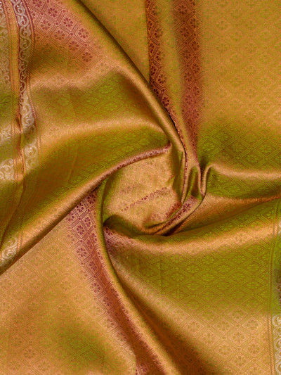 Peach Orange Pure Kanjivaram Silk Saree