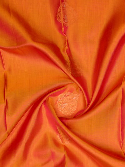 Peach Orange Pure Kanjivaram Silk Saree