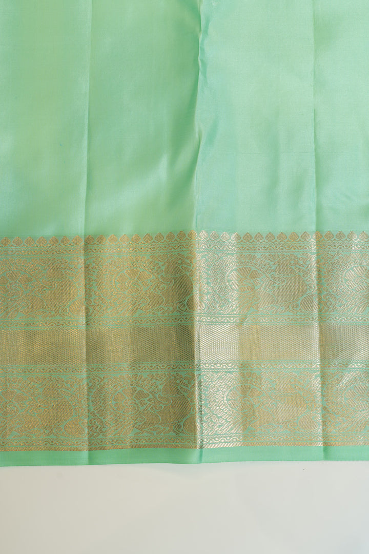 Turquoise blue brocade pure Kanchipuram silk saree