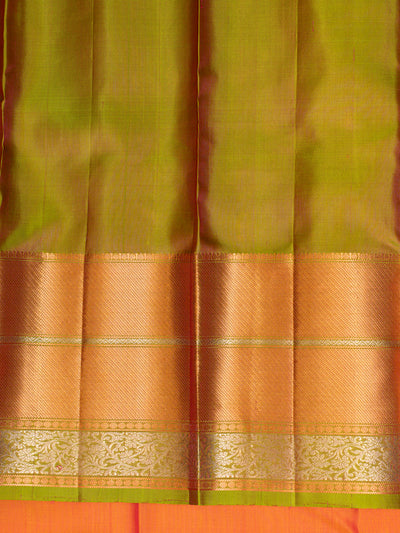 Peach Orange Pure Kanjivaram Silk Saree