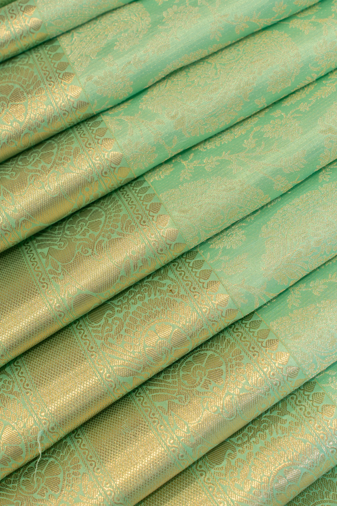 Turquoise blue brocade pure Kanchipuram silk saree