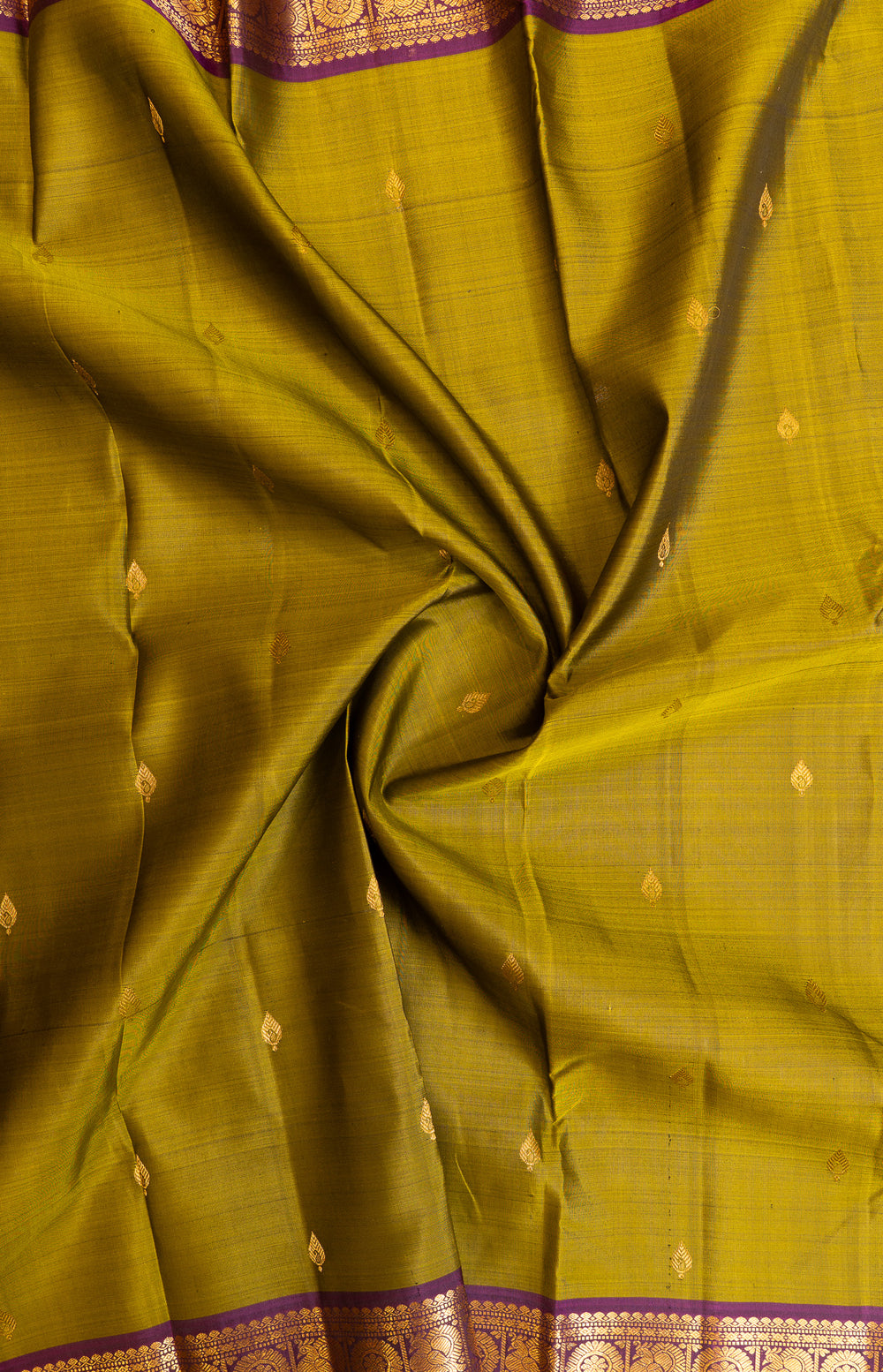 Mehndi green and purple pure Kanchipuram silk saree