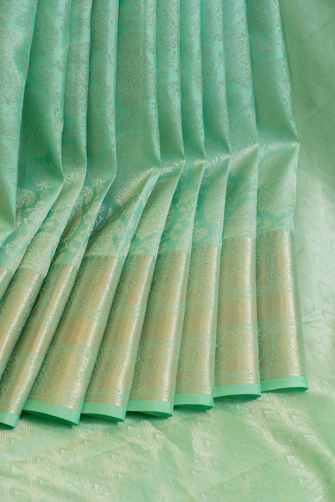 Turquoise blue brocade pure Kanchipuram silk saree