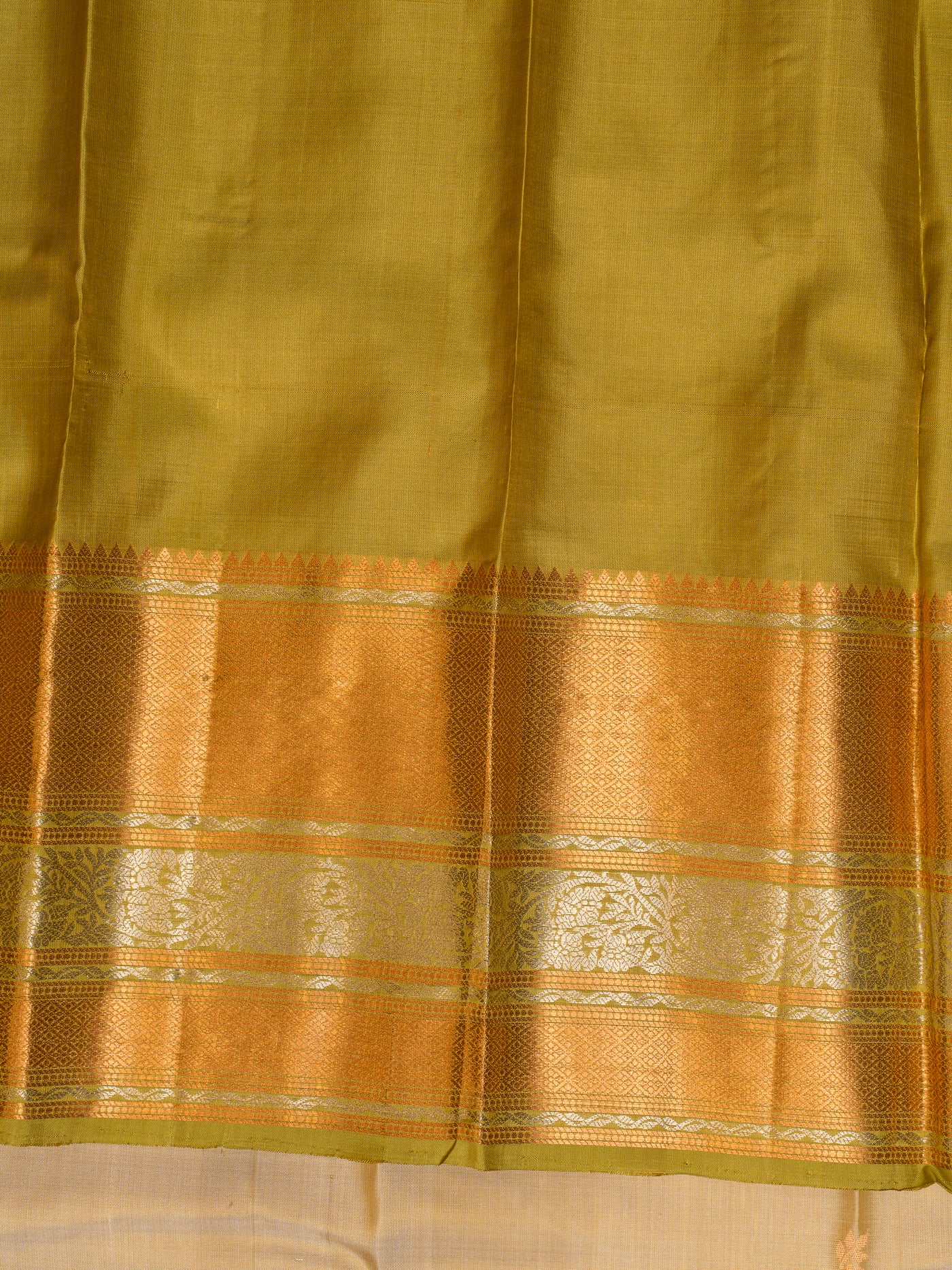 Sand Beige Pastel Pure Kanchipuram Silk Saree