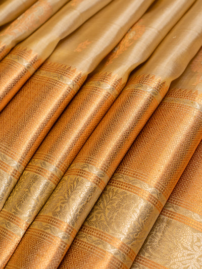 Sand Beige Pastel Pure Kanchipuram Silk Saree