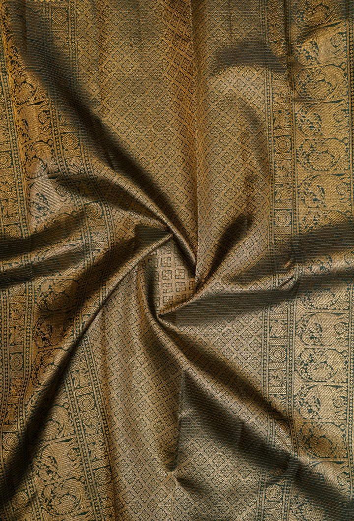 Emerald green vairaoosi pure Kanchipuram silk saree