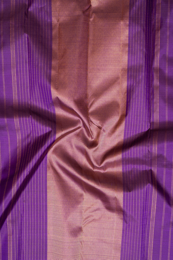 Lilac Checks and Purple Pure Kanchipuram Silk Saree - Clio Silks