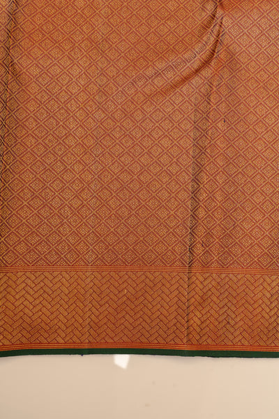 Indigo blue Kalamkari brocade pure Kanchipuram silk saree