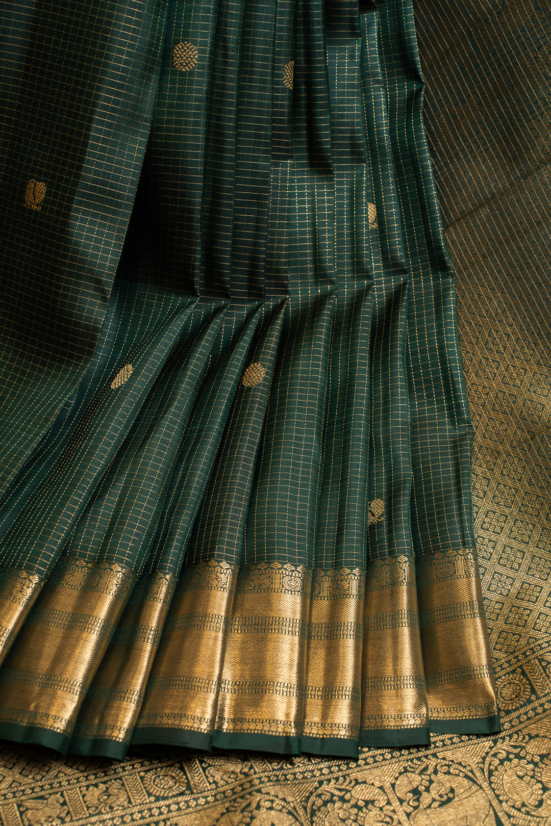 Emerald green vairaoosi pure Kanchipuram silk saree