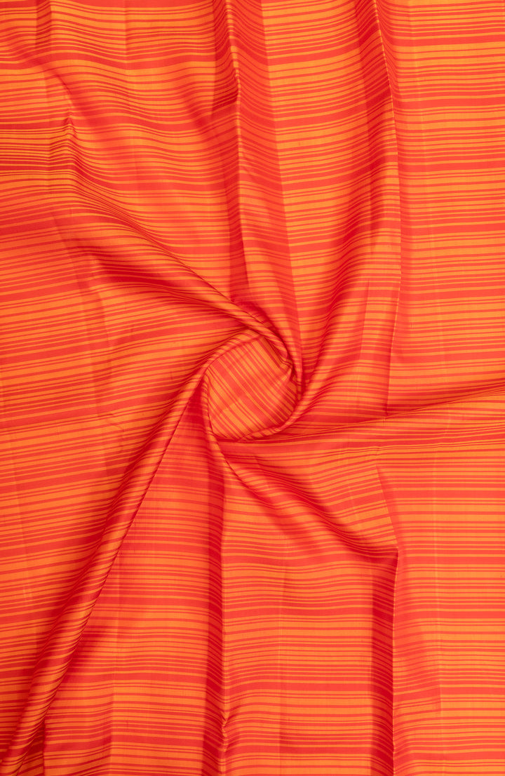 Orange and purple stripes pure Kanchipuram silk saree