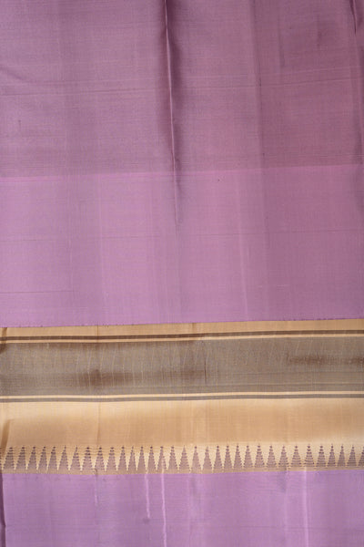 Beige and Lilac Without Zari Pure Kanchipuram Silk Saree - Clio Silks