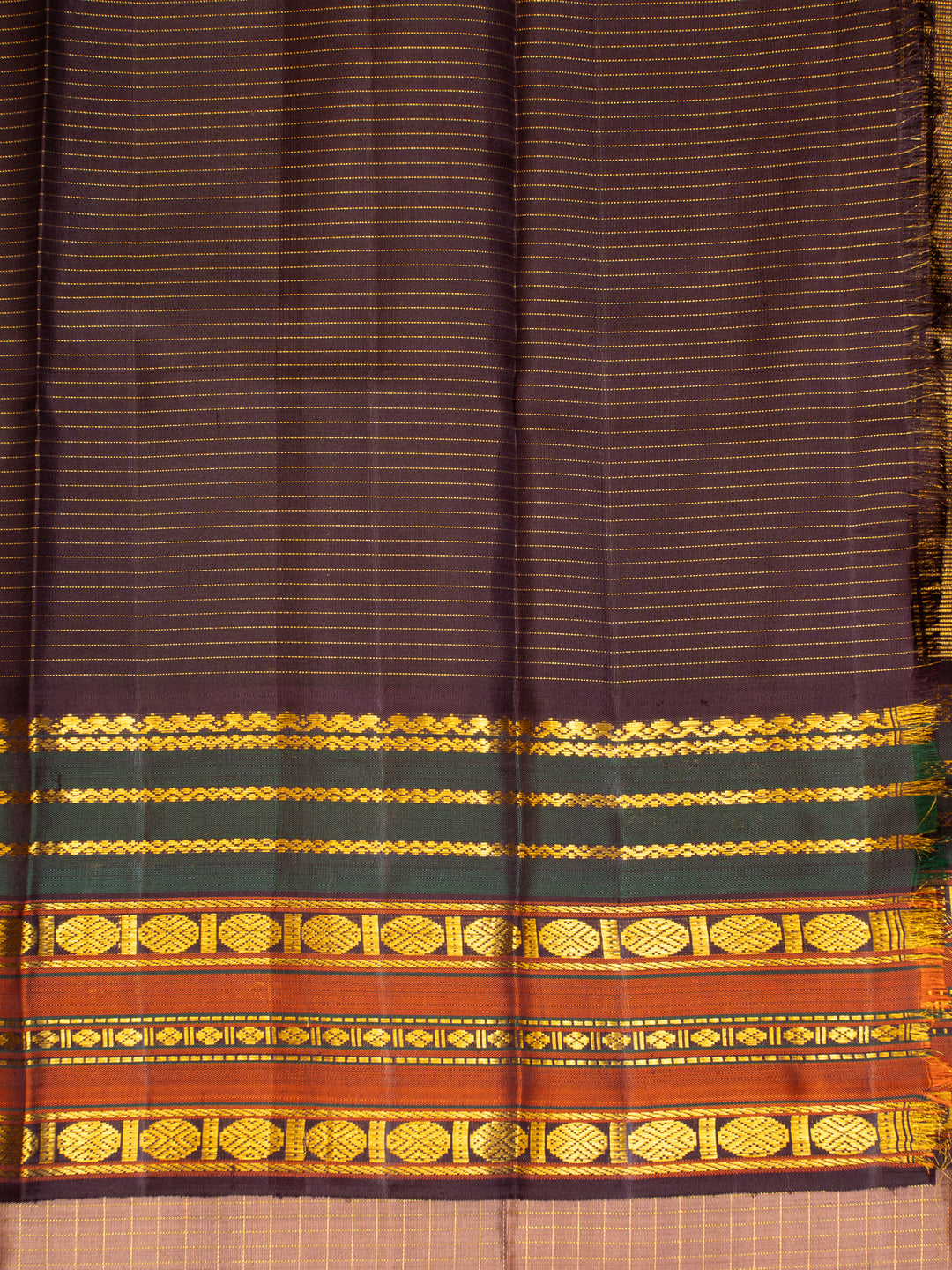 Mauve and Jamun Varisaipettu Pure Kanchipuram Silk Saree
