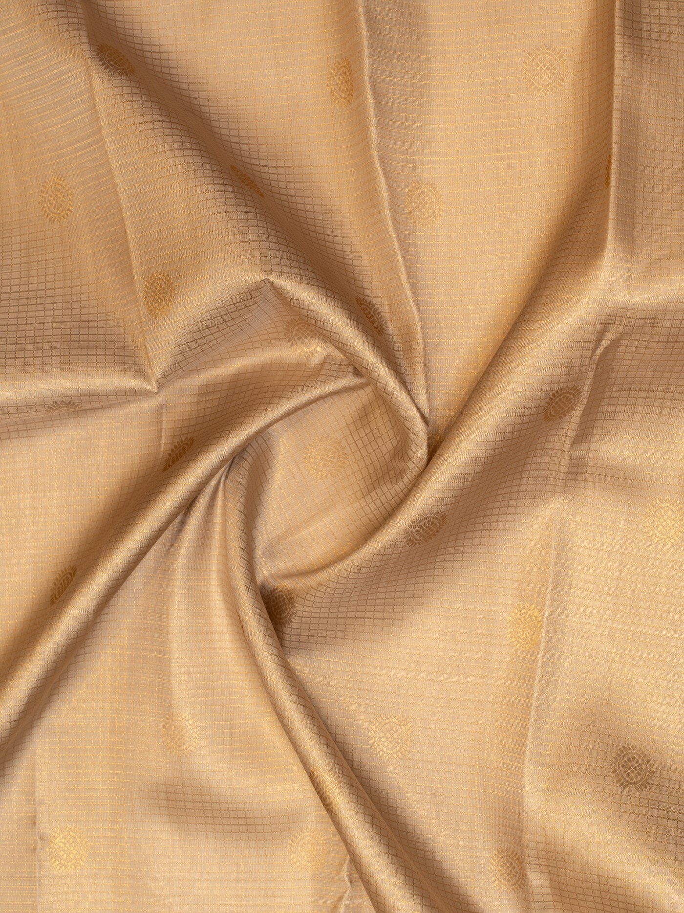 Gold zari checks pure Kanchipuram silk saree