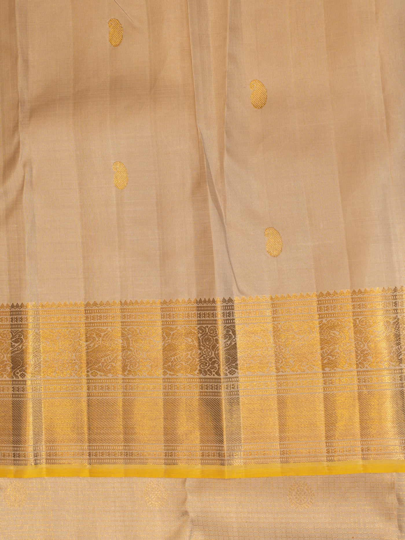 Gold zari checks pure Kanchipuram silk saree