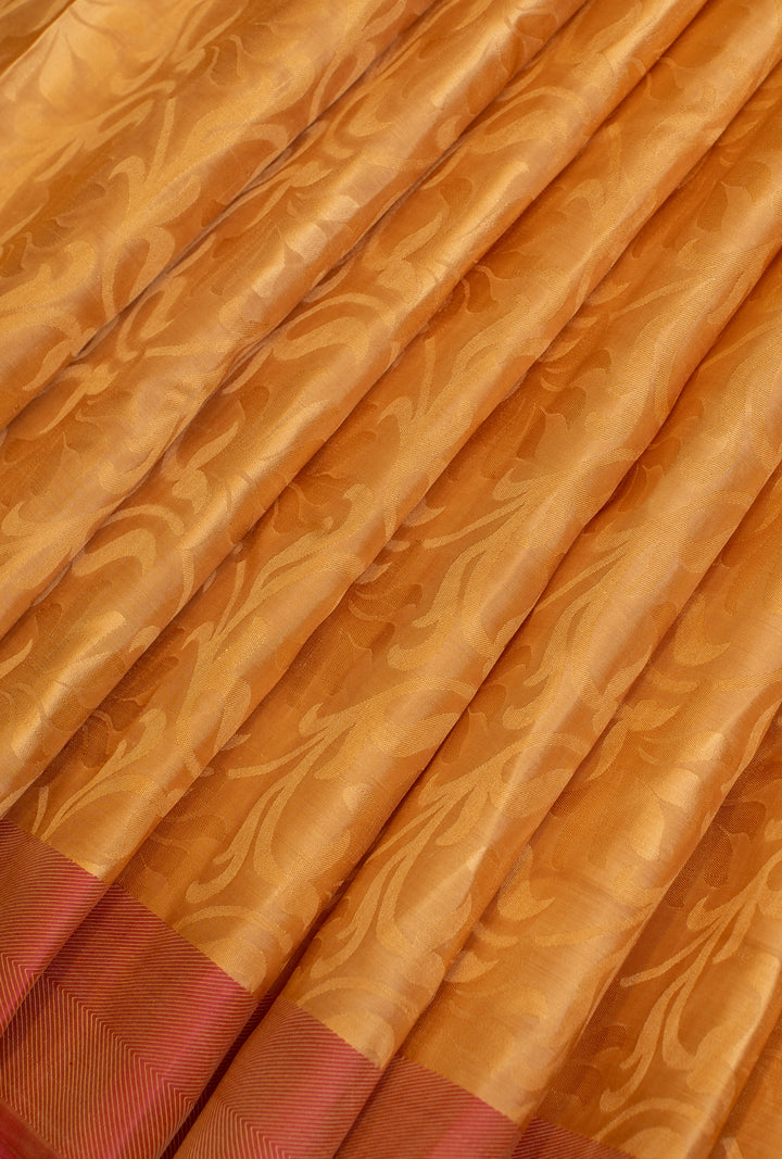 Beige and pink  thread embossed pure Kanchipuram silk saree