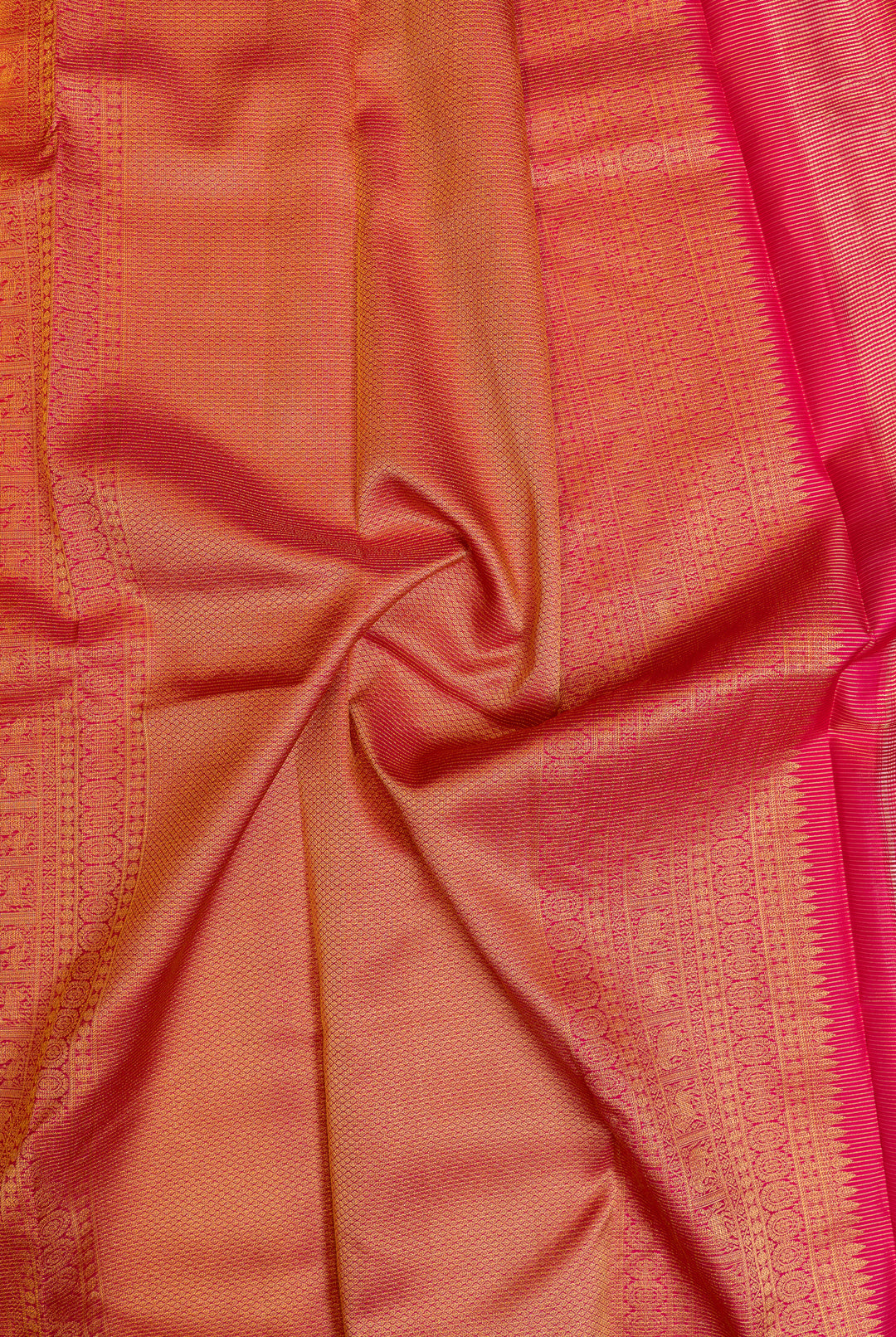 Peach muthuzari pure Kanchipuram silk saree