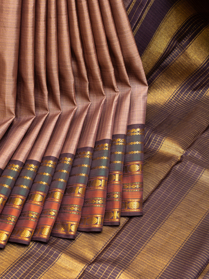 Mauve and Jamun Varisaipettu Pure Kanchipuram Silk Saree