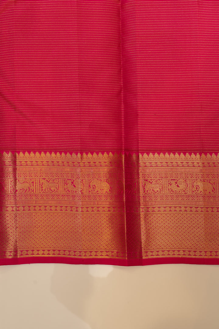 Peach muthuzari pure Kanchipuram silk saree