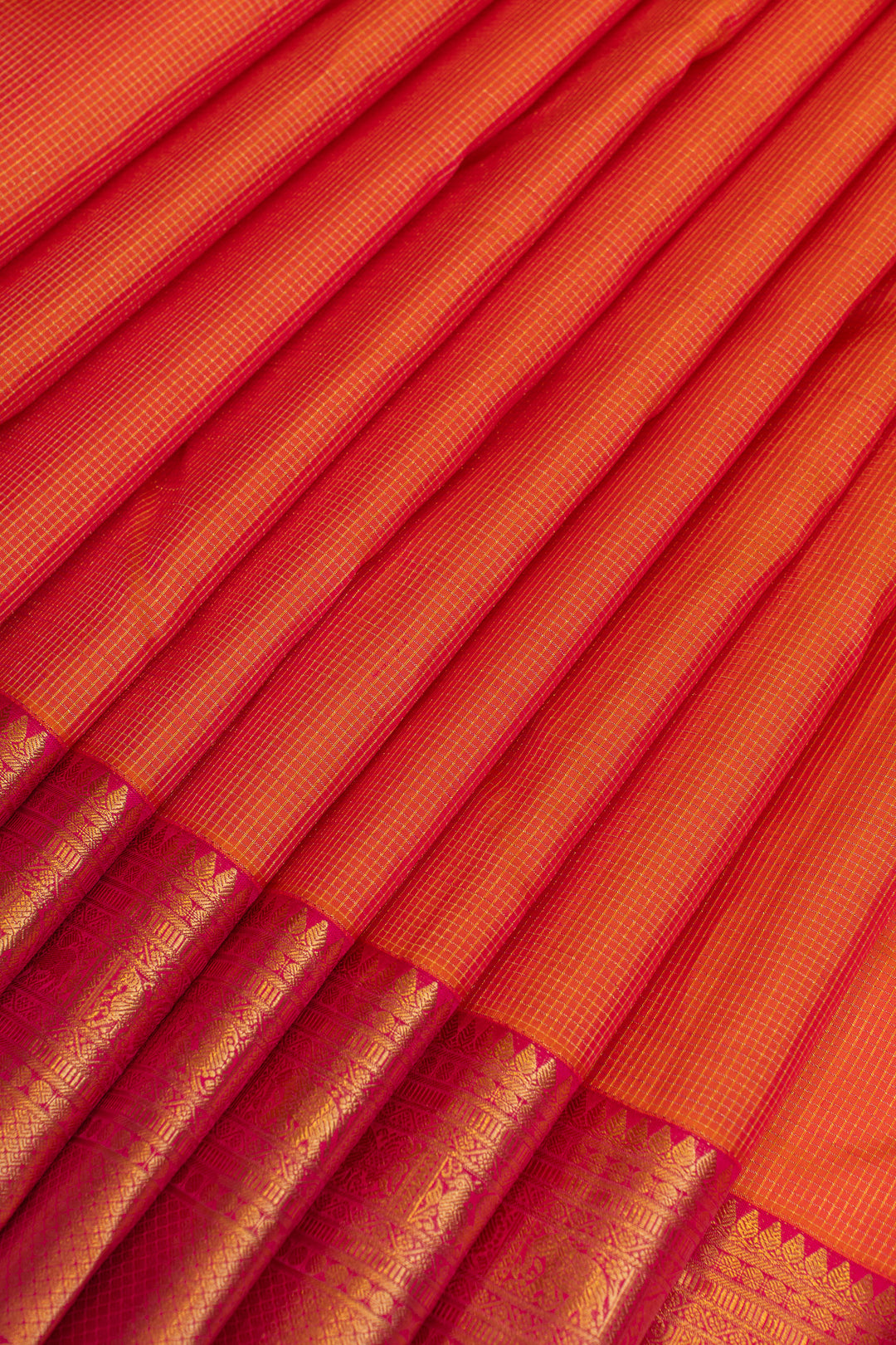 Peach muthuzari pure Kanchipuram silk saree