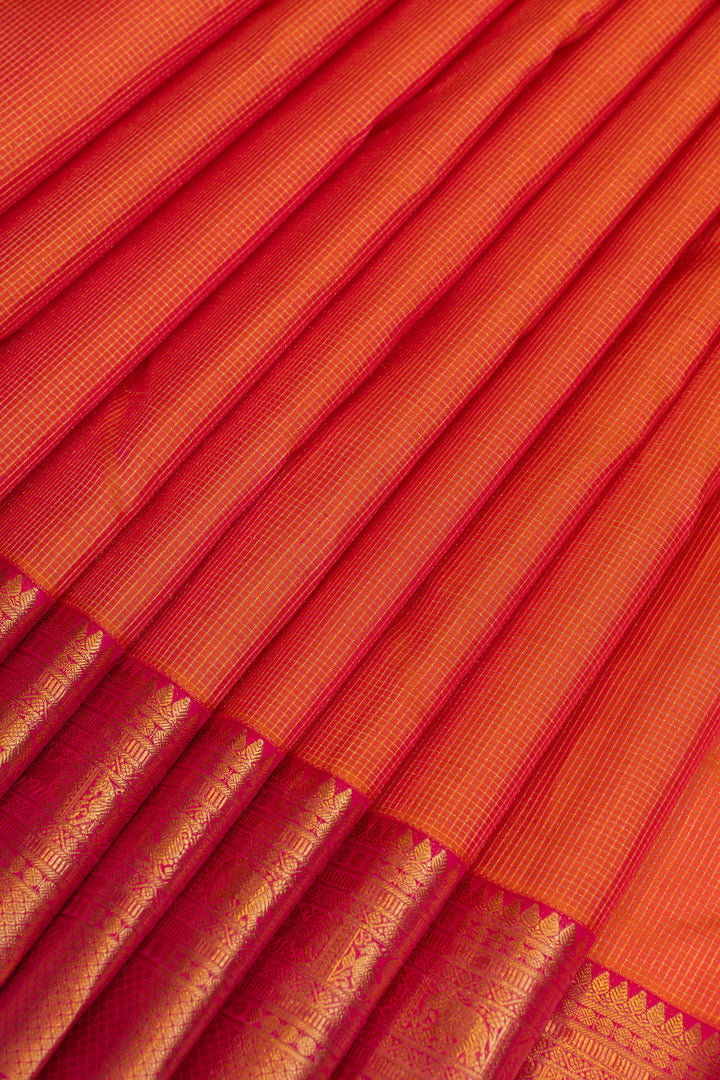 Peach muthuzari pure Kanchipuram silk saree