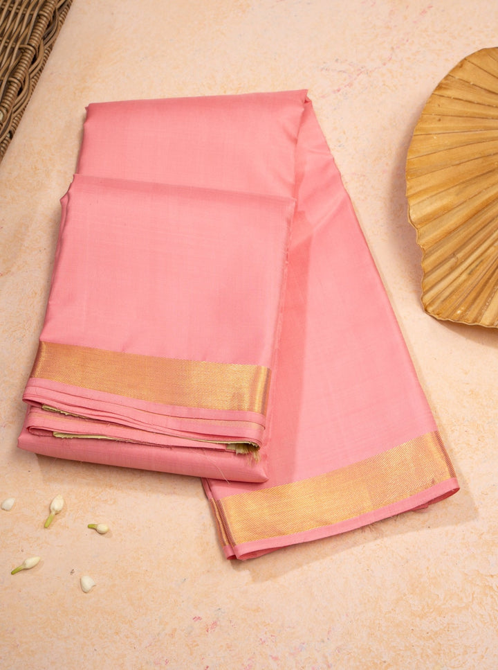 Pastel Pink Simple Kanjivaram Silk Saree - Clio Silks