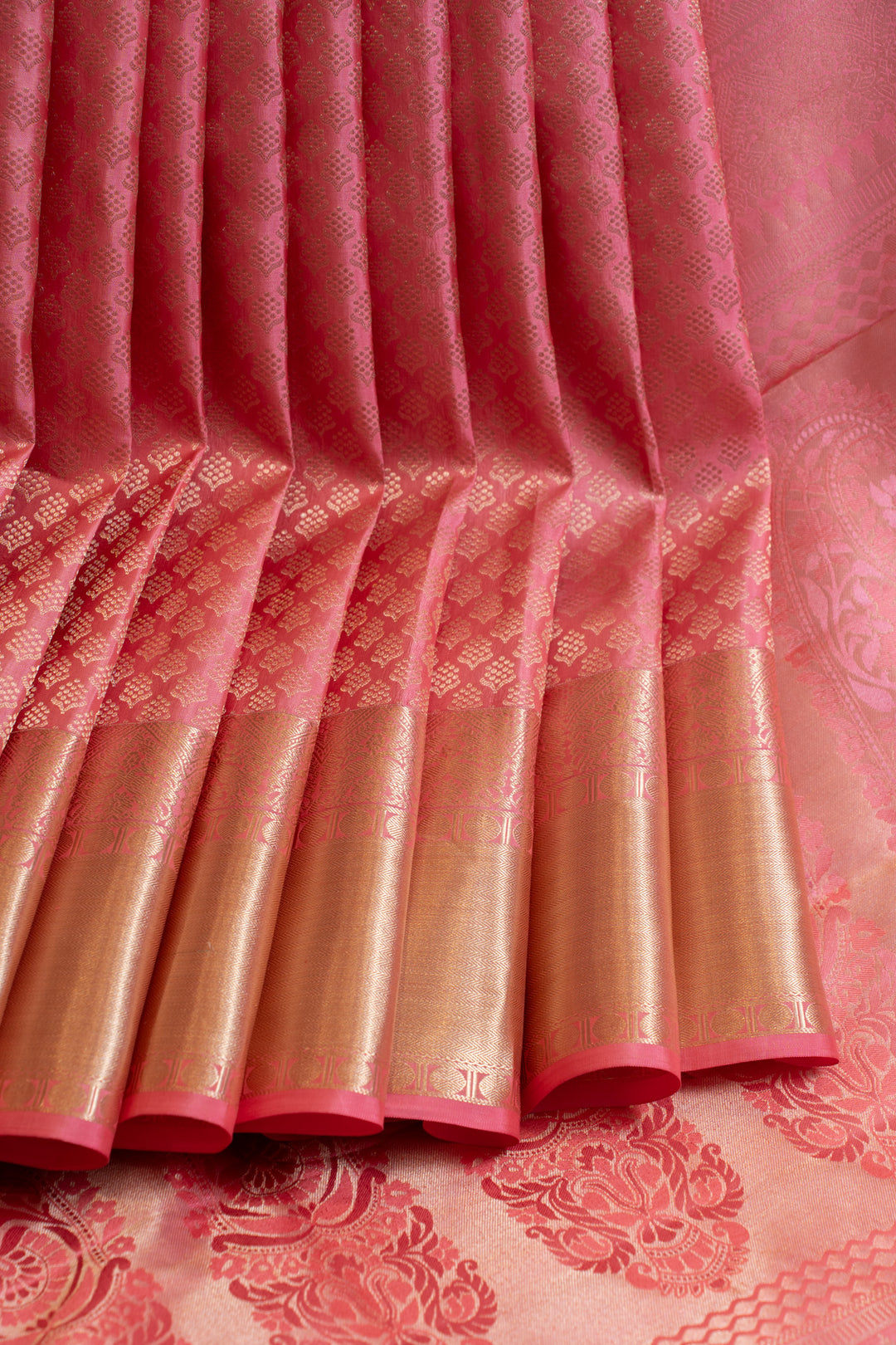 Rouge pink brocade pure Kanchipuram silk saree