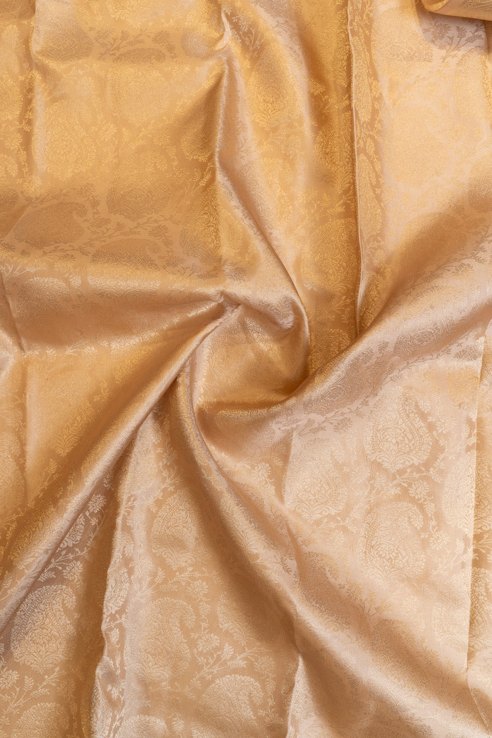 Golden bronze pure brocade Kanchipuram silk saree