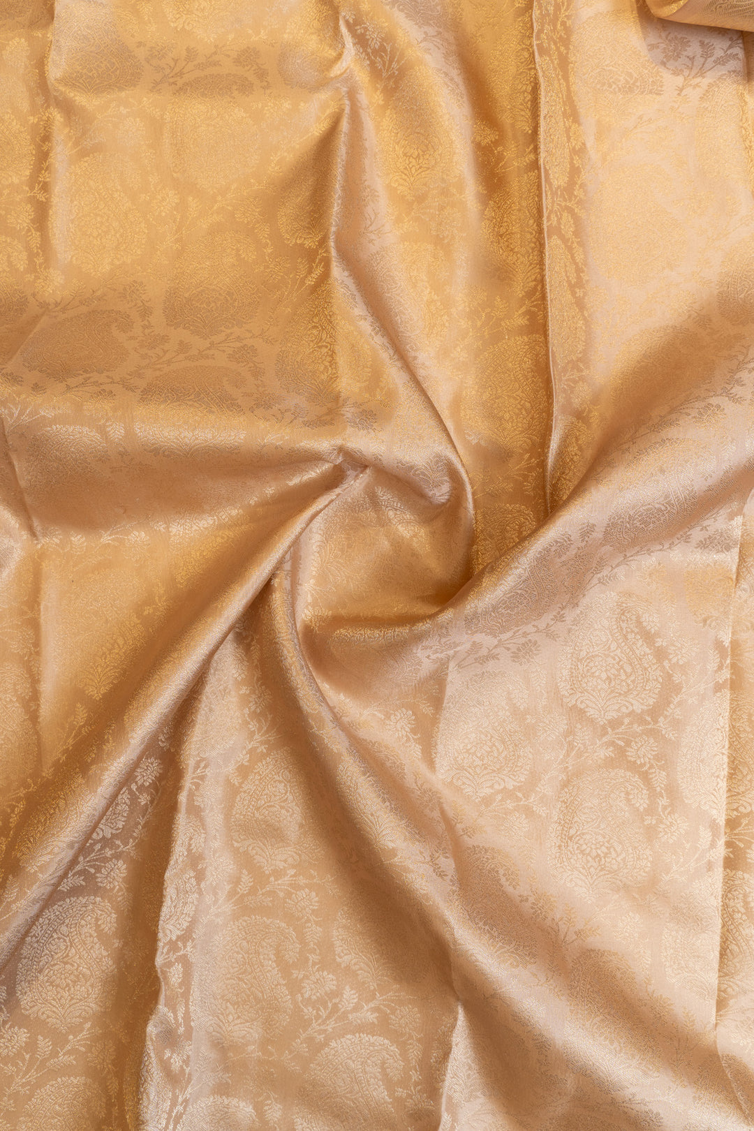 Golden bronze pure brocade Kanchipuram silk saree