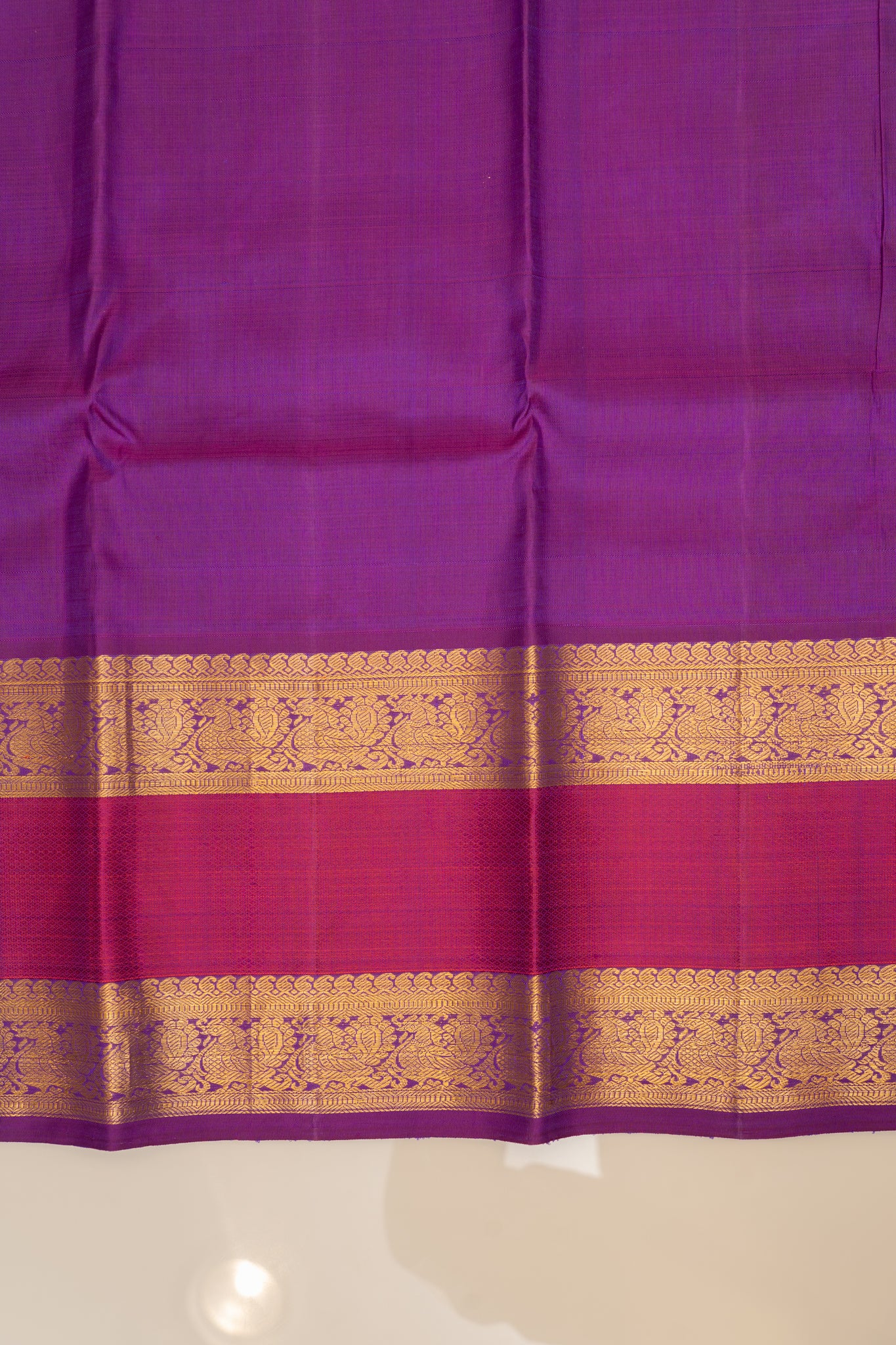 Dahli peach rettai pettu pure zari Kanchipuram silk saree