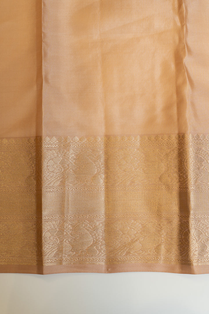 Golden bronze pure brocade Kanchipuram silk saree