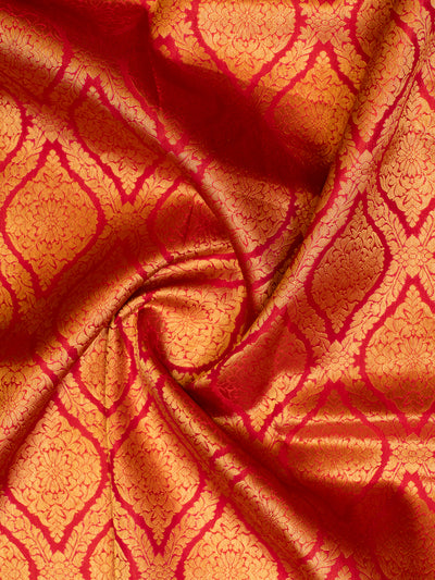 Reddish Pink Pure Brocade Kanchipuram Silk Saree