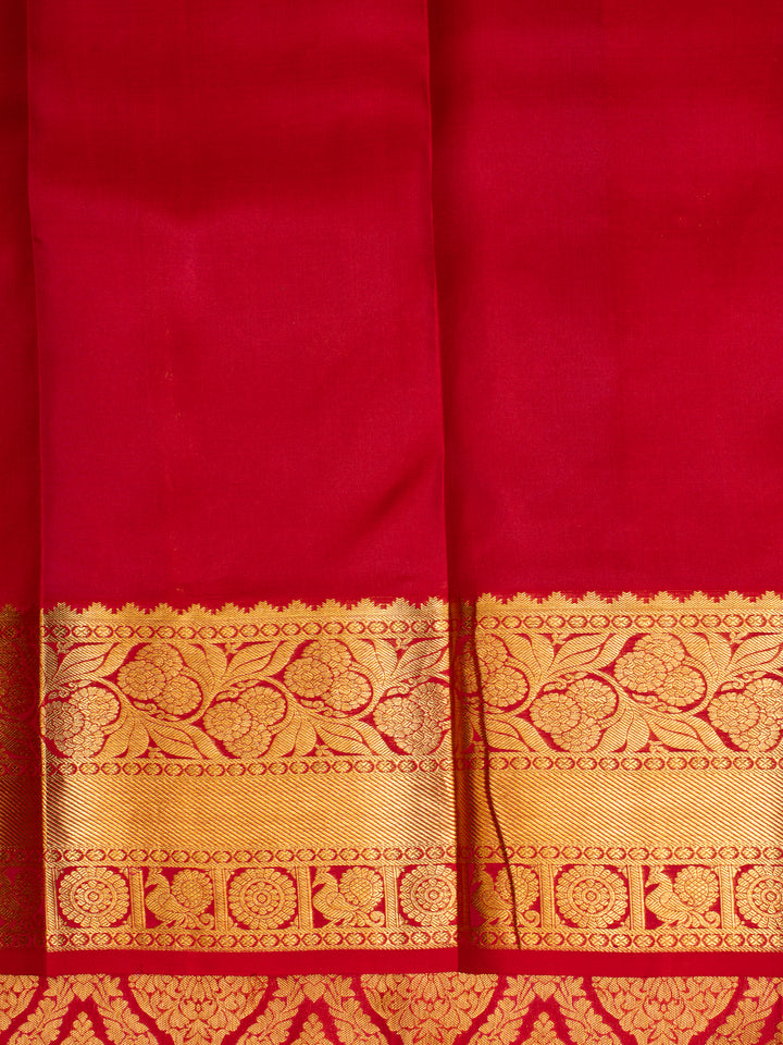 Reddish Pink Pure Brocade Kanchipuram Silk Saree