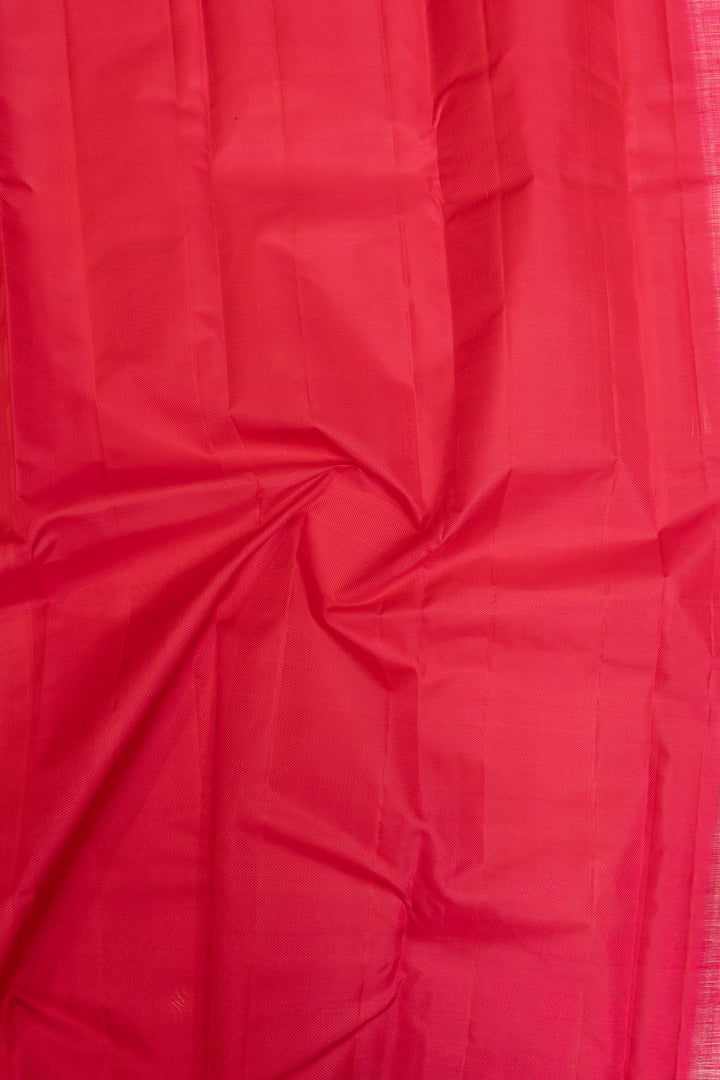 Peach thread embossed pure Kanchipuram silk saree