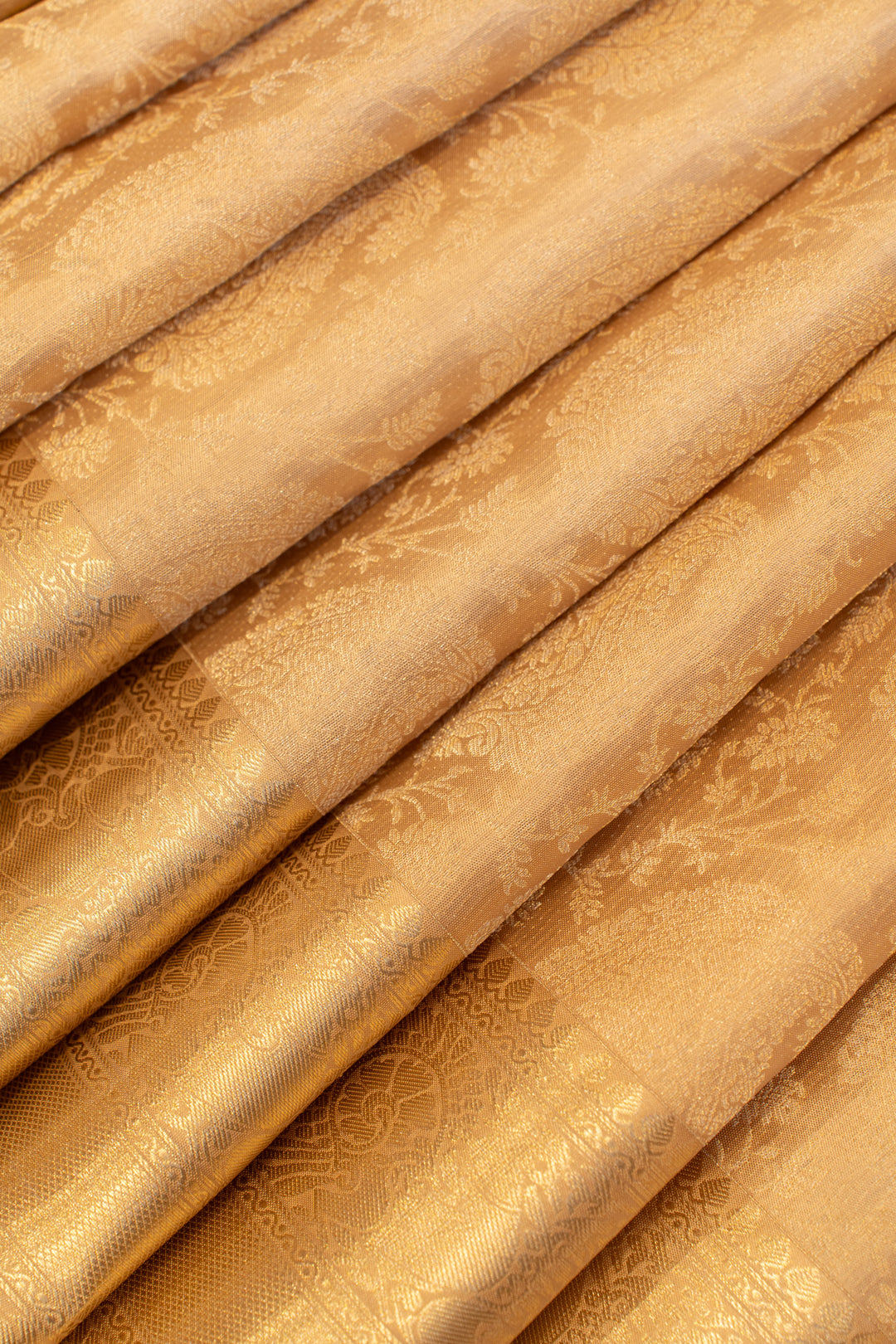 Golden bronze pure brocade Kanchipuram silk saree