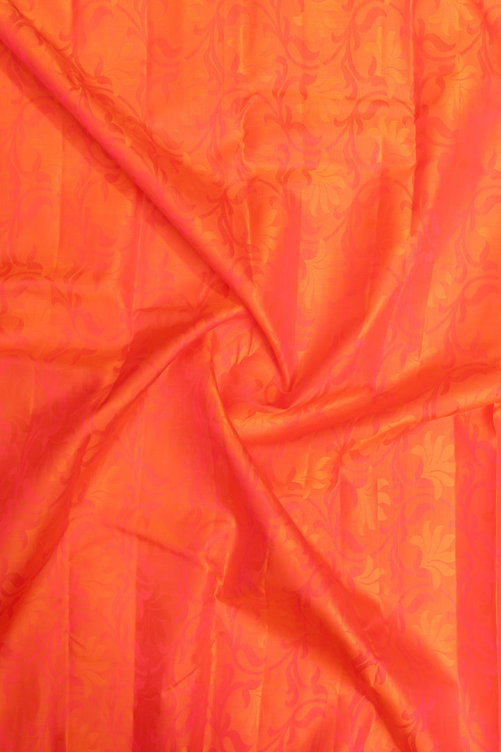 Peach  thread embossed pure Kanchipuram silk saree