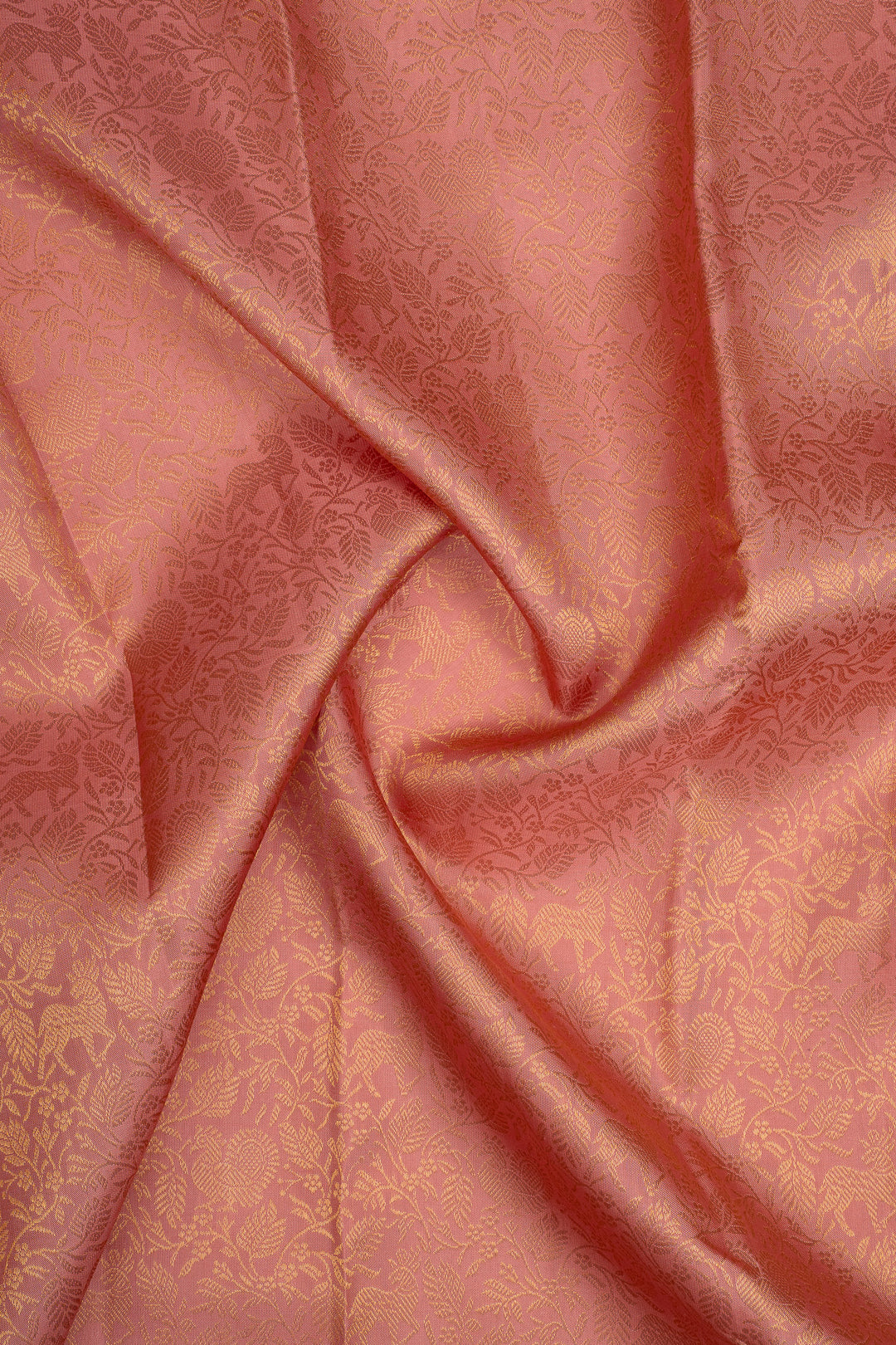 Blush Pink Floral Brocade Pure Kanchipuram Silk Saree