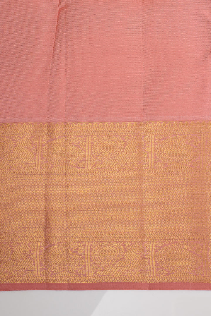 Blush Pink Floral Brocade Pure Kanchipuram Silk Saree