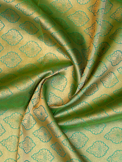 Peacock Green Paisley Brocade Pure Kanchipuram Silk Saree